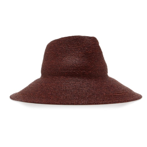 NWT Janessa Leone Colette Chestnut Wide-Brim Raffia Sun Hat - Picture 2 of 6